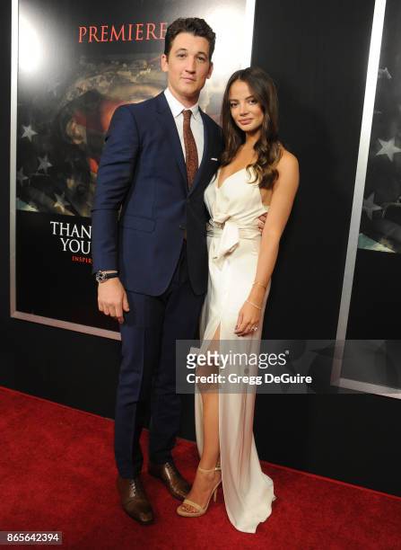 Miles Teller and Keleigh Sperry arrive at the premiere of DreamWorks Pictures and Universal Pictures' "Thank You For Your Service" at Regal LA Live...