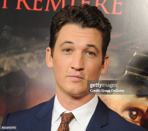 Miles Teller arrives at the premiere of DreamWorks Pictures and Universal Pictures' "Thank You For Your Service" at Regal LA Live Stadium 14 on...