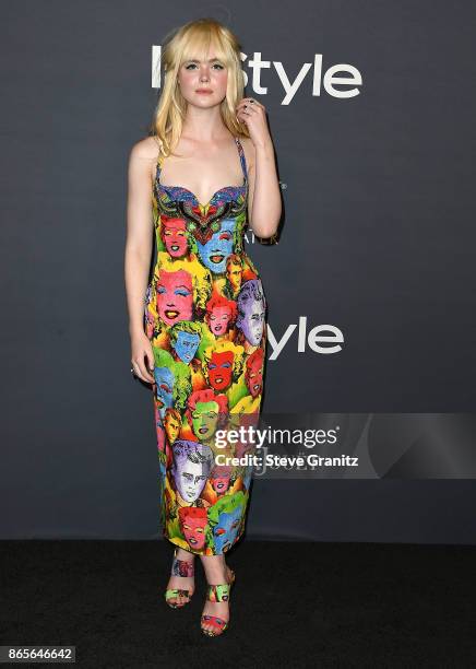 Elle Fanning arrive at the 3rd Annual InStyle Awards at The Getty Center on October 23, 2017 in Los Angeles, California.