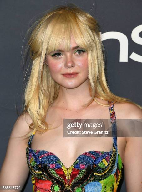 Elle Fanning arrive at the 3rd Annual InStyle Awards at The Getty Center on October 23, 2017 in Los Angeles, California.