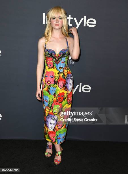 Elle Fanning arrive at the 3rd Annual InStyle Awards at The Getty Center on October 23, 2017 in Los Angeles, California.