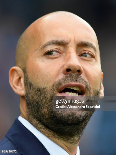 Cristian Bucchi head coach of US Sassuolo looks on before the Serie A match betweenSpal and US Sassuolo at Stadio Paolo Mazza on October 22, 2017 in...