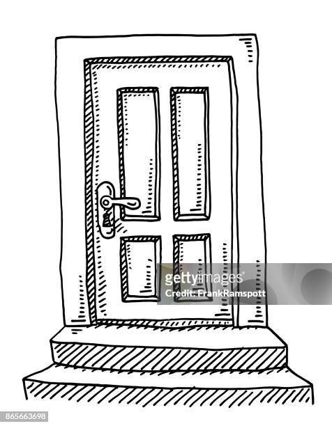 closed door drawing - doorknob stock illustrations