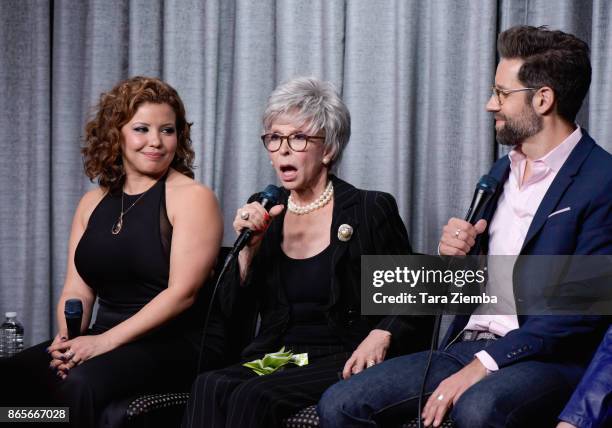 Actors Justina Machado, Rita Moreno and Todd Grinell attend the SAG-AFTRA Foundation conversations and screening of 'One Day At A Time' at SAG-AFTRA...