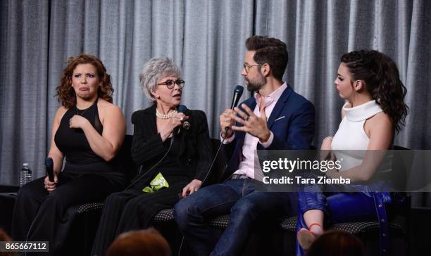 Actors Justina Machado, Rita Moreno, Todd Grinell and Isabella Gomez attend the SAG-AFTRA Foundation conversations and screening of 'One Day At A...