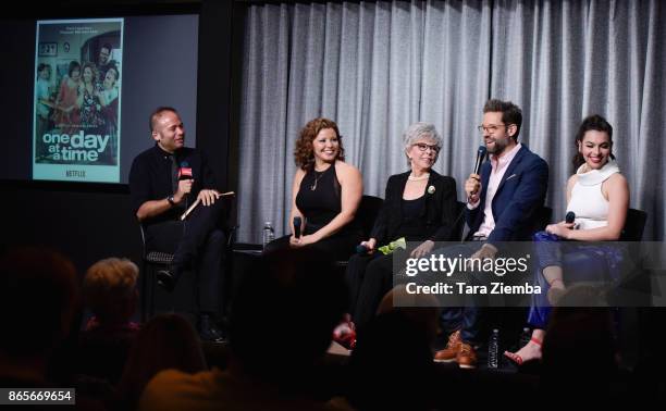 Actors Justina Machado, Rita Moreno, Todd Grinell and Isabella Gomez attend the SAG-AFTRA Foundation conversations and screening of 'One Day At A...