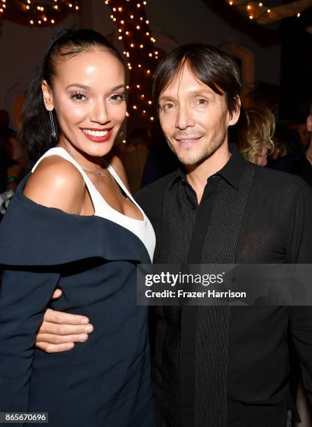 Selita Ebanks and Ken Paves at the grand opening of the new Ken Paves Salon hosted by Eva Longoria on October 23, 2017 in Los Angeles, California.
