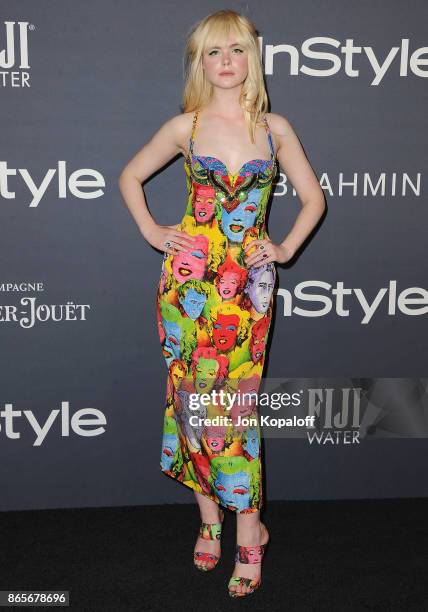 Actress Elle Fanning arrives at the 3rd Annual InStyle Awards at The Getty Center on October 23, 2017 in Los Angeles, California.