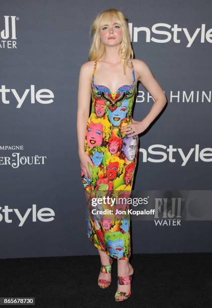 Actress Elle Fanning arrives at the 3rd Annual InStyle Awards at The Getty Center on October 23, 2017 in Los Angeles, California.