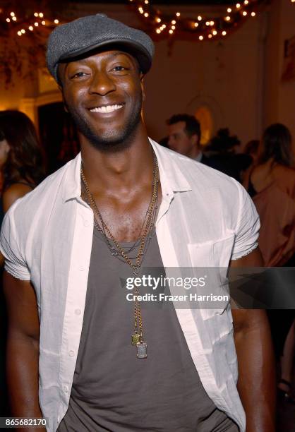 Aldis Hodge at the grand opening of the new Ken Paves Salon hosted by Eva Longoria on October 23, 2017 in Los Angeles, California.