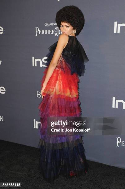 Actress Zendaya arrives at the 3rd Annual InStyle Awards at The Getty Center on October 23, 2017 in Los Angeles, California.