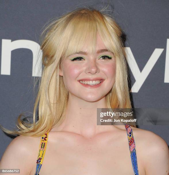 Actress Elle Fanning arrives at the 3rd Annual InStyle Awards at The Getty Center on October 23, 2017 in Los Angeles, California.