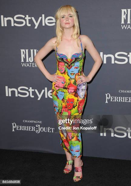 Actress Elle Fanning arrives at the 3rd Annual InStyle Awards at The Getty Center on October 23, 2017 in Los Angeles, California.