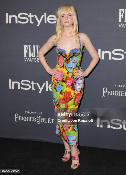 Actress Elle Fanning arrives at the 3rd Annual InStyle Awards at The Getty Center on October 23, 2017 in Los Angeles, California.