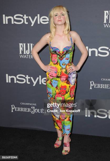 Actress Elle Fanning arrives at the 3rd Annual InStyle Awards at The Getty Center on October 23, 2017 in Los Angeles, California.