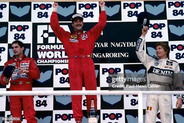 Nigel Mansell, Ayrton Senna, Thierry Boutsen, Grand Prix of Hungary, Hungaroring, 13 August 1989.