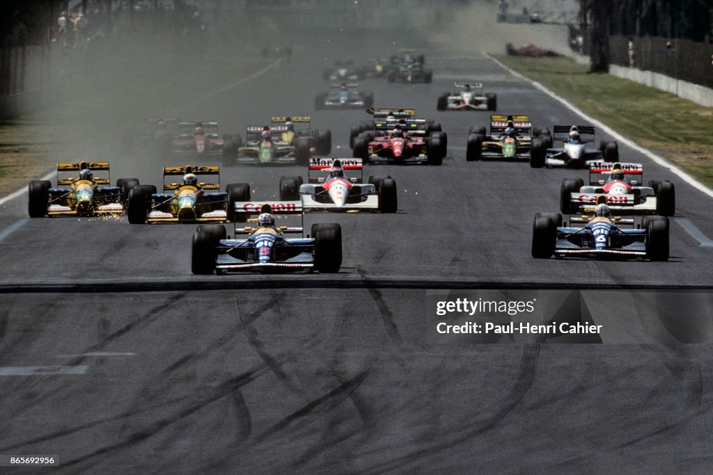 Nigel Mansell, Ricardo Patrese, Michael Schumacher, Martin Brundle, Gerhard Berger, Ayrton Senna, Grand Prix Of Mexico