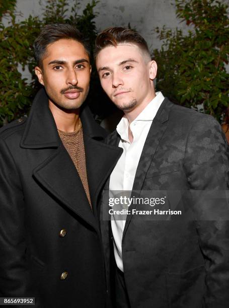 Cameron Grewal and Ben Davis at the grand opening of the new Ken Paves Salon hosted by Eva Longoria on October 23, 2017 in Los Angeles, California.