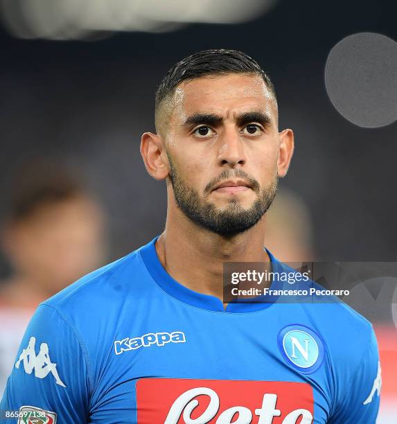 Faouzi Ghoulam of SSC Napoli in action during the Serie A match between SSC Napoli and FC Internazionale at Stadio San Paolo on October 21, 2017 in...