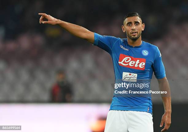 Faouzi Ghoulam of SSC Napoli in action during the Serie A match between SSC Napoli and FC Internazionale at Stadio San Paolo on October 21, 2017 in...