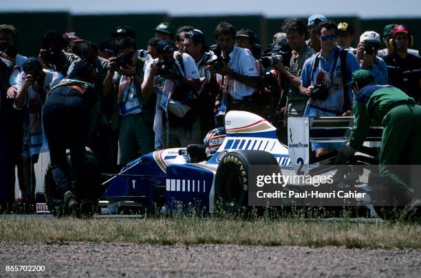 Nigel Mansell, Williams-Renault FW16, Grand Prix of France, Circuit de Nevers Magny-Cours, 03 July 1994. Retirement for Nigel Mansell and his...