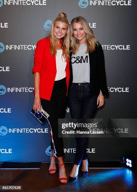 Tegan Martin and Anna Heinrich attend the Infinite Cycle Launch Event on October 24, 2017 in Sydney, Australia.