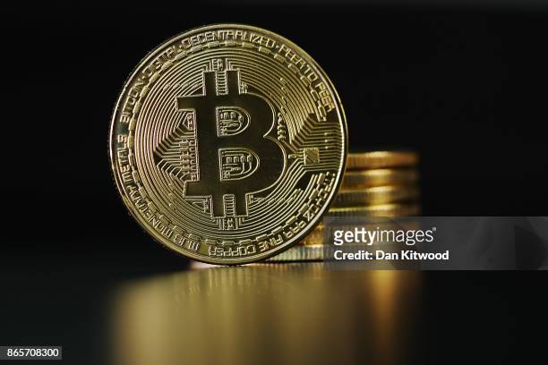 Visual representation of the digital Cryptocurrency, Bitcoin on October 23, 2017 in London, England. Cryptocurrencies including Bitcoin, Ethereum,...