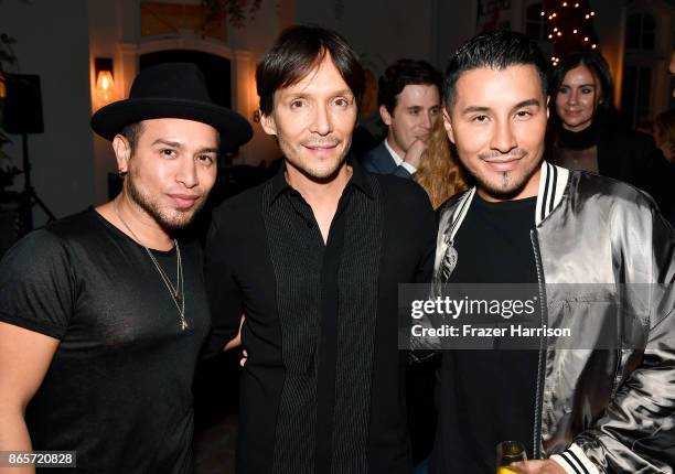 Brandon Palestino, Ken Paves and Etienne Ortega at the grand opening of the new Ken Paves Salon hosted by Eva Longoria on October 23, 2017 in Los...