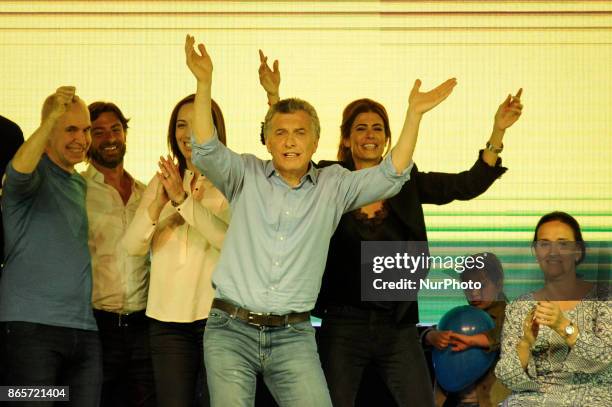 Argentine President Mauricio Macri during his speech after knowing the details of the vote in Buenos Aires, Argentina on October 22, 2017