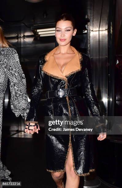 Bella Hadid leaves The Top of the Standard on October 23, 2017 in New York City.