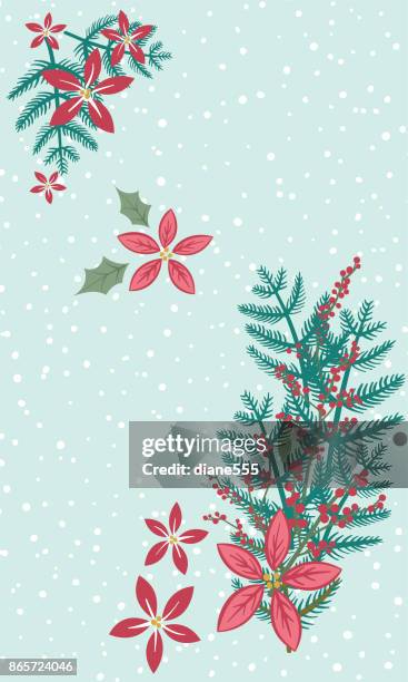 süße hand gezeichnet saisonale weihnachten hintergrund - tannenzweig stock-grafiken, -clipart, -cartoons und -symbole