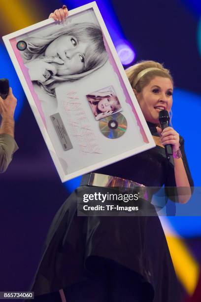 Irish singer Maite Kelly performs the 'Schlagerboom - Das Internationale Schlagerfest' at Westfalenhalle on October 21, 2017 in Dortmund, Germany.