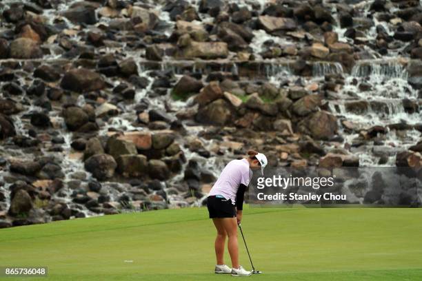 Lydia Ko of New Zealand putts on the 15th hole during the Sime Darby LPGA Malaysia Official Practice on October 24, 2017 in Kuala Lumpur, Malaysia.