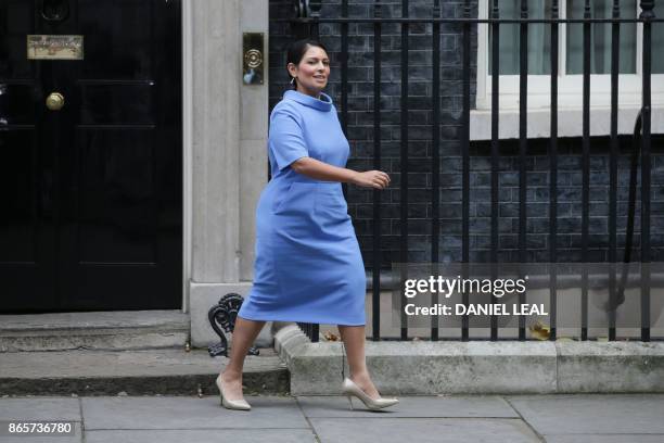 Britain's International Development Secretary Priti Patel leaves 10 Downing Street after the weekly meeting of the cabinet in central London on...