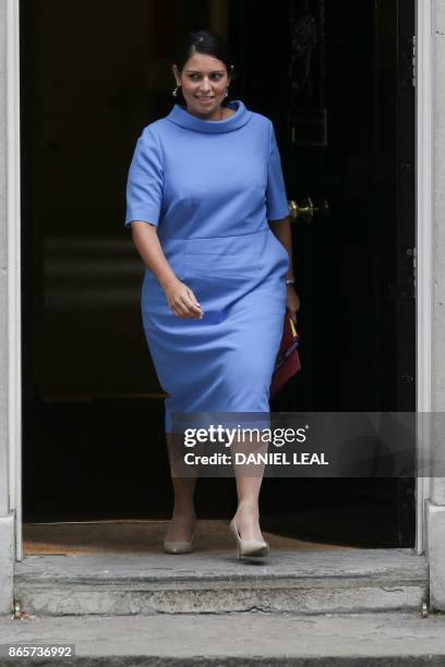 Britain's International Development Secretary Priti Patel leaves 10 Downing Street after the weekly meeting of the cabinet in central London on...