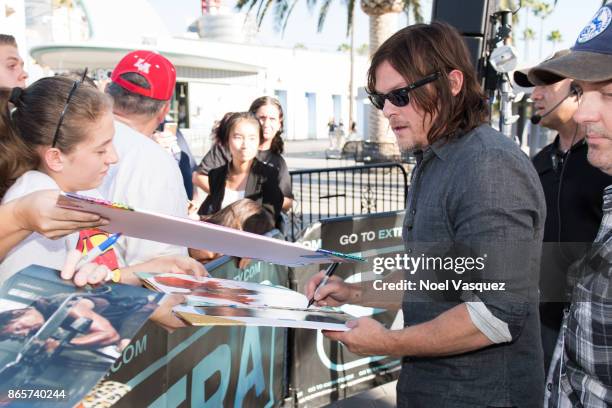 Norman Reedus visits "Extra" at Universal Studios Hollywood on October 23, 2017 in Universal City, California.