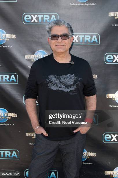 Deepak Chopra visits "Extra" at Universal Studios Hollywood on October 23, 2017 in Universal City, California.