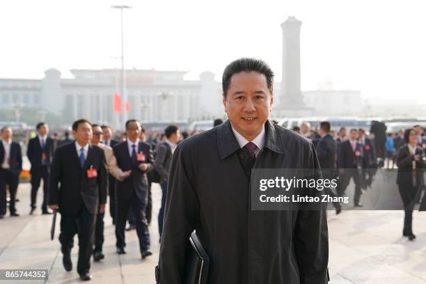China's Minister of Transport Li Xiaopeng attends closing of the 19th Communist Party Congress at the Great Hall of the People on October 24, 2017 in...