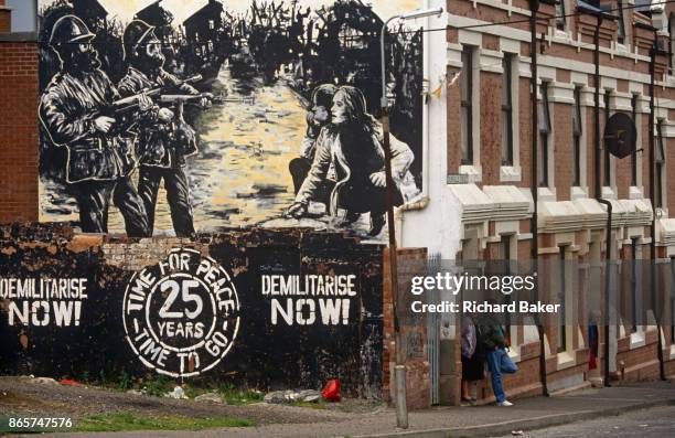 An Irish republican mural in a Catholic are of Belfast, on 7th June 1995, in Belfast, Northern Ireland, UK.