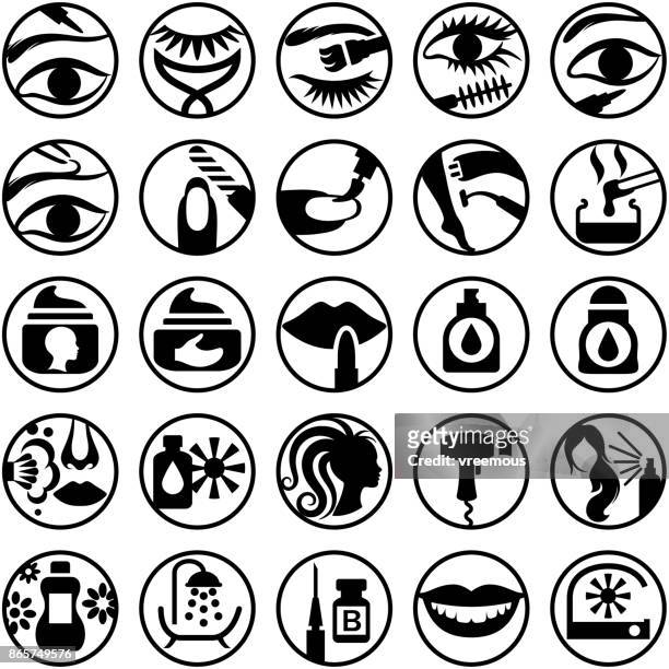 cosmetics icons set - appearance icon stock illustrations