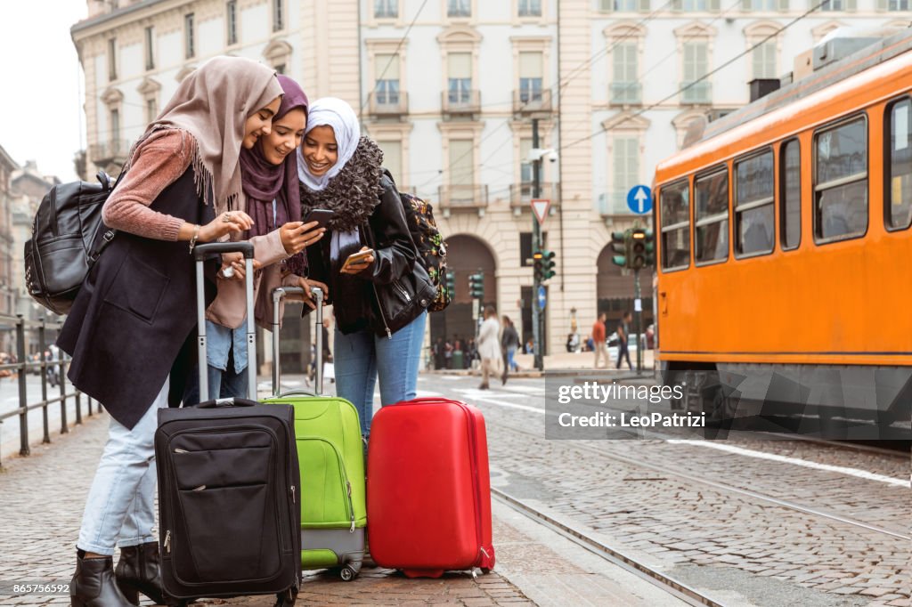 Arab tourist looking for the hotel during an holiday in Italy