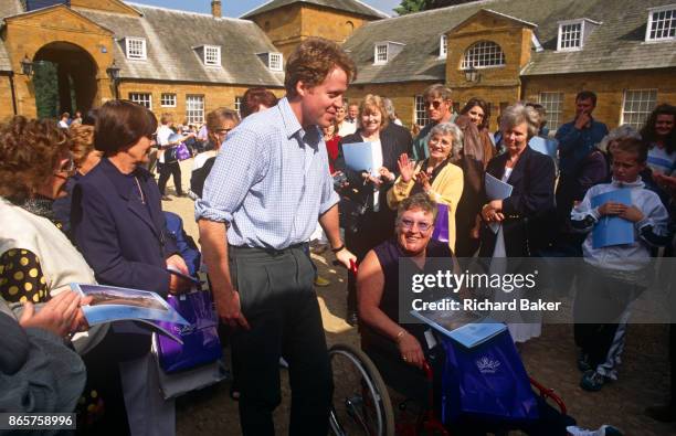 The Earl Spencer, brother to Diana Princess of Wales, meets the public allowed in to the family ancestral home, Althorp, the year after his sister's...