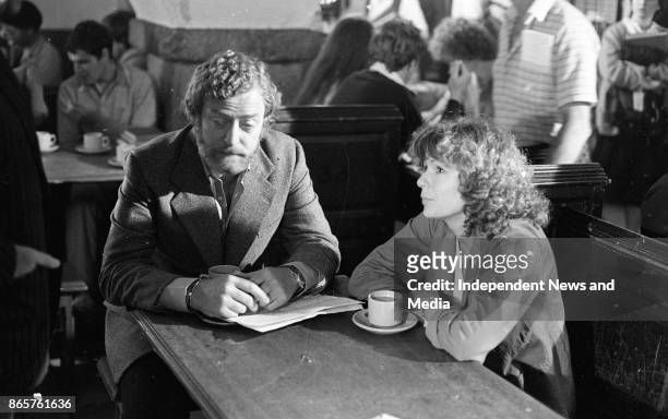 Actors Michael Caine and Julie Walters on the set of the film 'Educating Rita' at Trinity College, Dublin, August 10, 1982. .