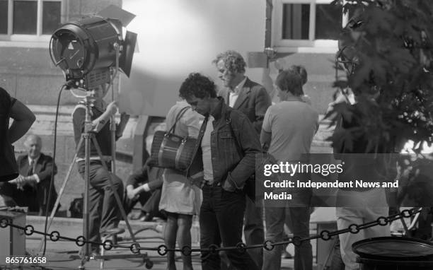 Actor Michael Caine on the set of the film 'Educating Rita' at Trinity College, Dublin, August 10, 1982. .