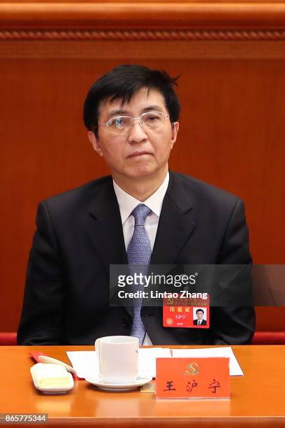 Wang Huning, a member of the Political Bureau of the CPC Central Committee attends the closing of the 19th Communist Party Congress at the Great Hall...