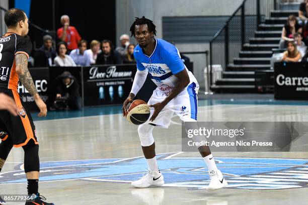 Max Kouguere of Antibes during the Pro A match between Antibes and Le Mans on October 23, 2017 in Monaco, Monaco.