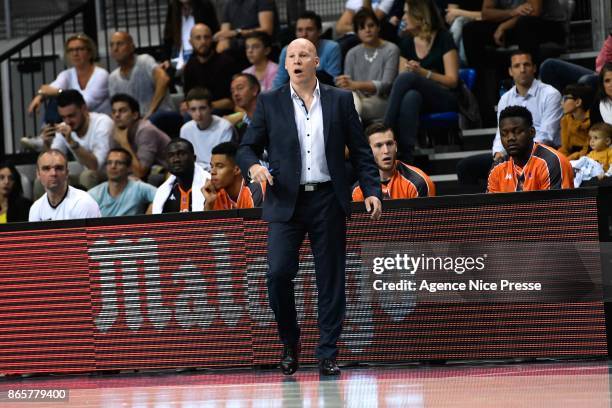 Eric Bartecheky coach of Le Mans during the Pro A match between Antibes and Le Mans on October 23, 2017 in Monaco, Monaco.