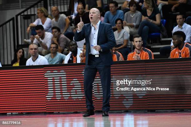 Eric Bartecheky coach of Le Mans during the Pro A match between Antibes and Le Mans on October 23, 2017 in Monaco, Monaco.