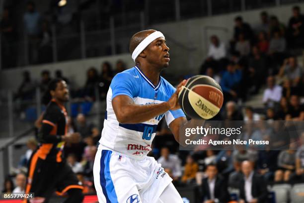 Jerel Blassingame of Antibes during the Pro A match between Antibes and Le Mans on October 23, 2017 in Monaco, Monaco.