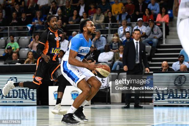 Vee Sanford of Antibes during the Pro A match between Antibes and Le Mans on October 23, 2017 in Monaco, Monaco.